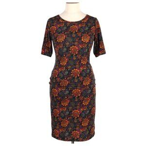 Lularoe Womens XS Floral Print Midi Dress Half Sleeves & Stretchy Fit Multicolor